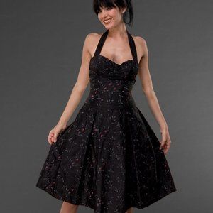 Black halter party dress